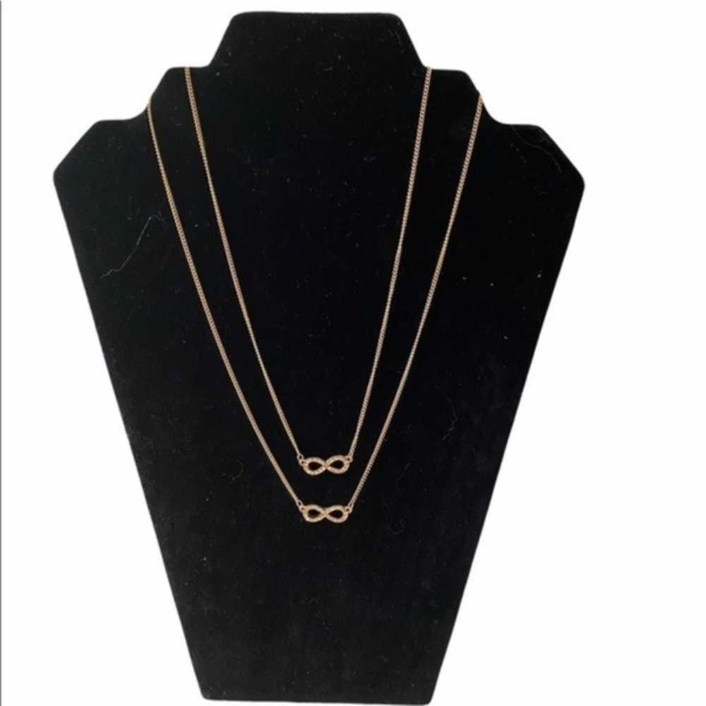 To Infinity Two Layer Gold Tone Necklace With‎ Rhinestones For Women